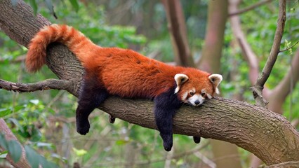 red panda on a tree