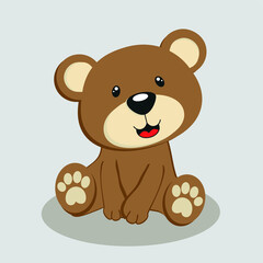high-quality image. teddy bear print, sticker. three-dimensional image. cartoon vector illustration.