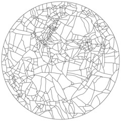 Craquelure on ceramic round plates, linear pattern. Stylish texture with lines randomly. Grunge circular texture, consisting of fine cracks on the glazed surface. Vector grunge background 