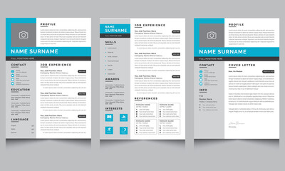 Fototapeta na wymiar Professional Resume and Cover Letter Layout resume cv template design