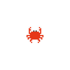 Red Crab Pixel Art. 8 bit. vector illustration. 