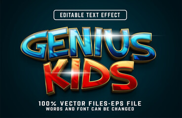 genius kids 3d text effect premium vectors