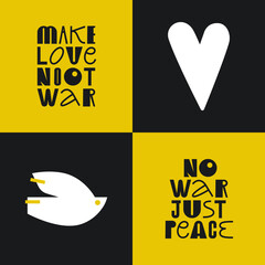 Vector poster with text say no to war