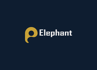 Abstract Initial Letter E Elephant Logo. Flat Design Vector Template Element
