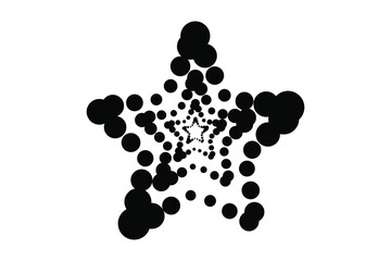 Black star Half tone. Vector illustration.