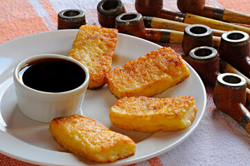 Curd cheese baked with rapadura honey. Traditional dessert from the Brazilian Northeast.