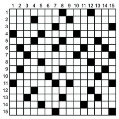 Giant crossword puzzle vector. 15x15 Square  puzzle template for magazine and newspaper. 