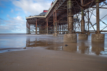 Long exposure image captured beside the Victorian pier in the seaside town of Cromer on the North Norfolk Coast