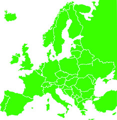 Obraz premium Green colored European states map. Political europe map. Vector illustration map.