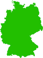 Green colored Germany outline map. Political german map. Vector illustration map.