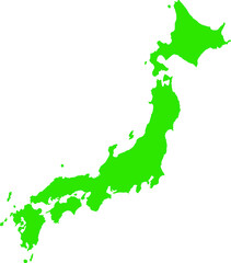 Green colored Japan outline map. Political japanese map. Vector illustration map.