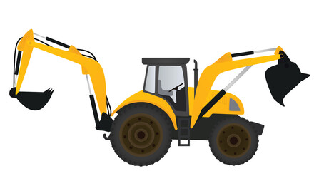 Yellow bulldozer tractor. vector illustration