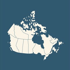 Canada country political map. Detailed vector illustration with isolated states, islands and cities easy to ungroup.