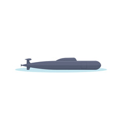 Underwater submarine flat vector illustration.