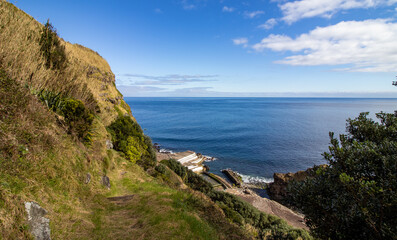 Fototapeta na wymiar Hiking path at Azores islands, Portugal, travel destination, nature.