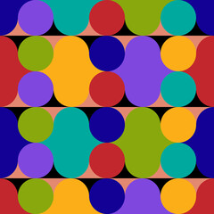 Geometric abstract pattern with circles and ovals in retro style. Trendy vector pattern 