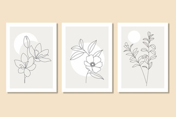 Gallery Wall Art Set Minimalist Floral And Leaves Wall Art And Poster Design