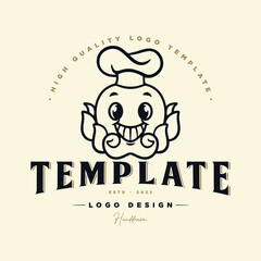 cute cartoon chef logo template. vector