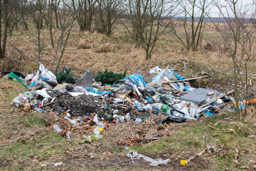 garbage thrown in the forest