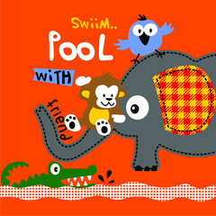 Elephant with Friends Baby Vector Design