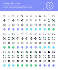 General arrow icons related to area expansion and reduction.
