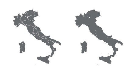 Simple Black Map Of Italy Isolated On White Background. Vector