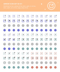 Arrow icon for download, upload, access, and add and subtraction.
