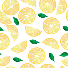 Summer pattern of refreshing citrus fruits. Lemon print. Tropical fruits. Summer sweets. Vector illustration