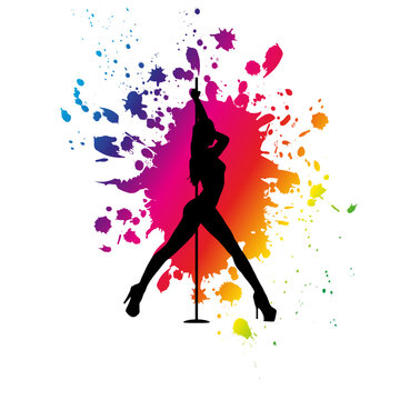 Stripper silhouette.Pole dancer silhouette.Sexy stripper girl silhouette.Striptease dancer silhouette