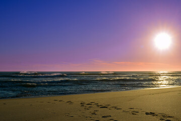 Fototapeta na wymiar Sonnenuntergang am Strand von Figueira da Foz, Portugal