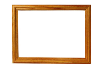 simple wooden frame for painting isolated on white background