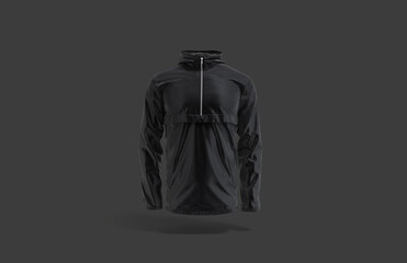 Blank black windbreaker mock up, dark background