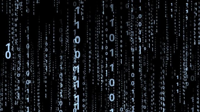 abstract blue binary code vertical dataflow matrix style 