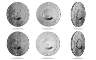 Euro EUR currency symbol golden coin 3d illustration