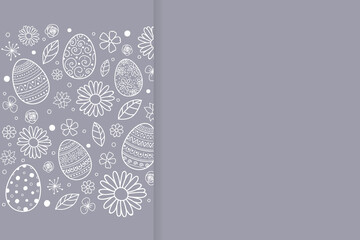 Easter background with eggs and flowers. Vector