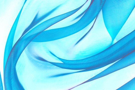 Blue Cyan Abstract Background Fabric Organza Texture