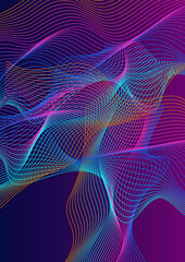 Iridescent Wave Background Violet Vector. Stream Texture. Rainbow Line Fashion. Dynamic Contour Banner. Colorful Isolated.