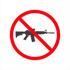 no guns sign with automatic rifle.
