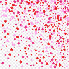 Tender Heart Background Transparent Vector. Art Pattern Confetti. Red Color Illustration. Fond Heart February Texture. Pink Mother Backdrop.