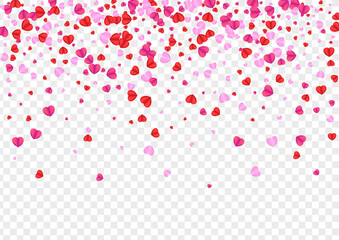 Pink Confetti Background Transparent Vector. Romance Illustration Heart. Fond Love Pattern. Tender Confetti Mother Frame. Violet Color Backdrop.