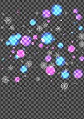 Gray Bokeh Background Transparent Vector. Flakes January Texture. Silver Shine. Blue Snow Freeze. Abstract Illustration.