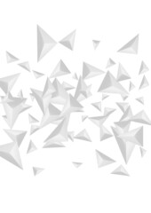 Silver Pyramid Background White Vector. Origami Render Tile. Grizzly Concept Template. Fractal Isolated. Gray Polygon Banner.