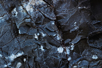 Black texture. Stone background. Dark marble. Silver Wall. Rock background. Rock texture. Rock pile. Paint spots. Rock surface with cracks. Grunge Rough structure. Abstract texture.
