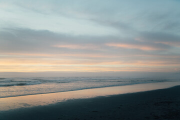 Pink and blue skies over the ocean