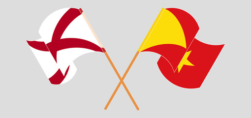 Crossed and waving flags of The State of Alabama and Tigray