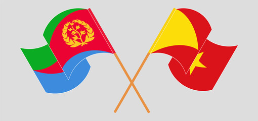 Crossed and waving flags of Eritrea and Tigray