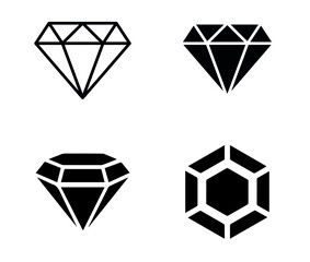 Line diamond icon set. Plain diamond icon, simple black and white diamond. EPS 10 vector illustration