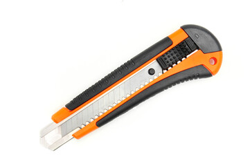Office knife with replaceable blades  on white background
