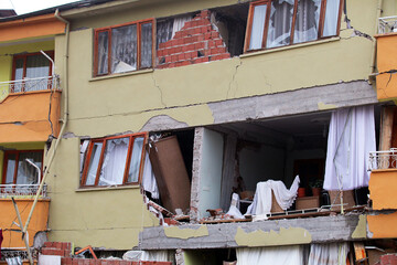Destroyed city buildings after Earthquake in Van, Ercis, Turkey. It is 604 killed and 4152 injured...