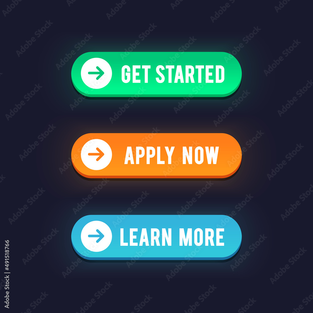 Poster round button set with different text